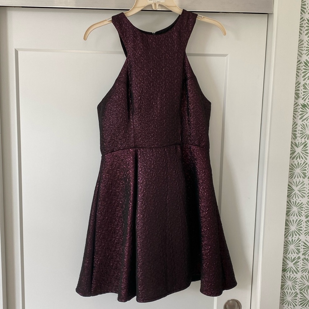 Eight Sixty - fit and flare purple metallic cocktail dress